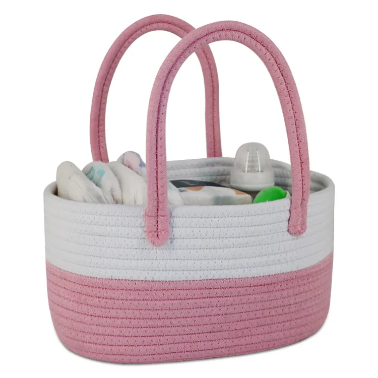 Baby Diaper Caddy Organizer for Girl Boy Rope Nursery Storage Bin Basket Holder Tote Bag for Changing Table Car Travel