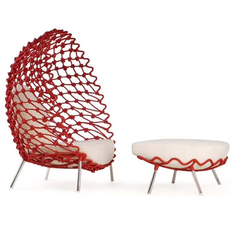 호텔 안뜰 빌라 홈 바 사용을위한 현대 야외 계란 의자 디자인 금속 가구