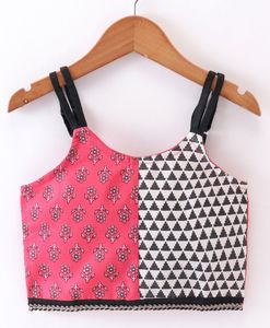 Twisha Ensemble haut imprimé en coton rose et noir pour filles avec pantalon palazzo, tenue de fête ethnique pour enfants (6 mois à 14 ans) - Product Image 3