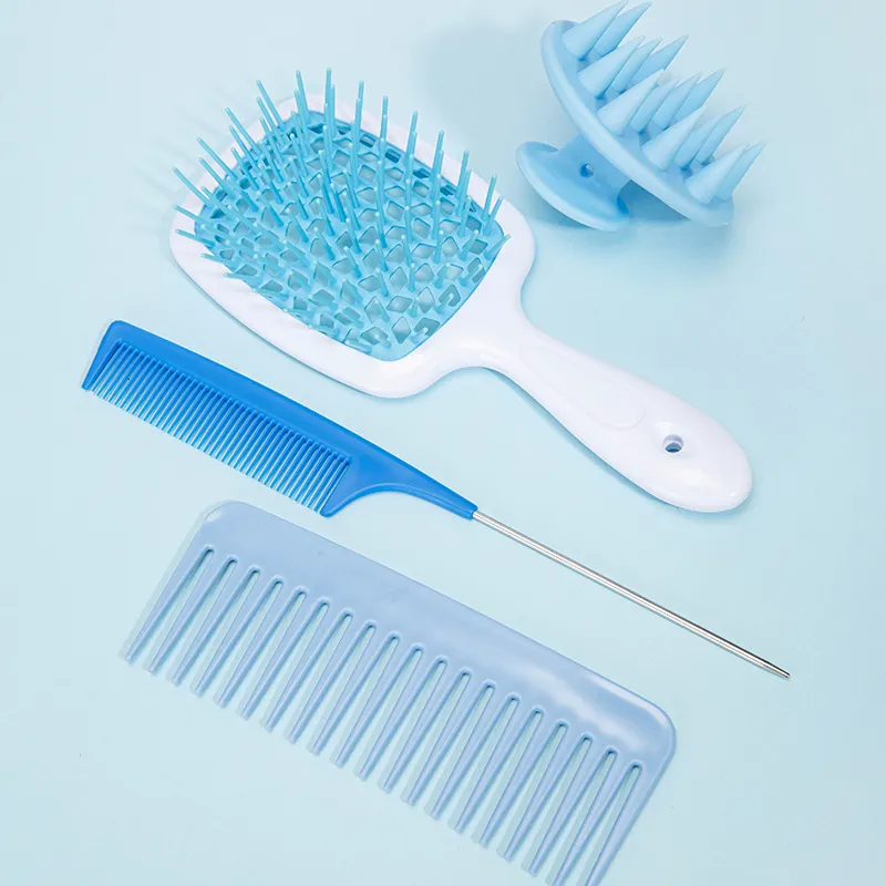 4-piece plastik saplı sihirli şampuan fırça Abs holcurly Out Detangling saç fırçası duş kıvırcık kalın saç tarak için ıslak