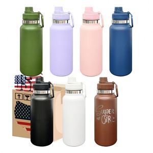 32oz Powder Coated Wide Mouth Stainless Steel Vacuum Insulated Outdoor Sports Leak Proof Travel Tumbler Water Bottle for Sport - Product Image 1