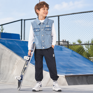 Gilet en jean <span class=keywords><strong>sans</strong></span> <span class=keywords><strong>manches</strong></span> pour garçons, motif dessin animé, respirant, décontracté, avec boutons, poches, printemps-automne - Product Image 3