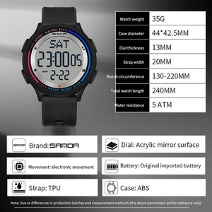 Reloj SANDA 6158 Minimalista, Delgado, con Esfera Grande, Luminoso, con Cuenta Regresiva, Resistente al Agua, Multifunción, Unisex - Product Image 2