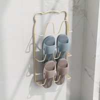 Étagère murale à chaussures à trois niveaux pour la maison, support à pantoufles d'intérieur, séchoir à chaussures en métal sans perçage pour salle de bain