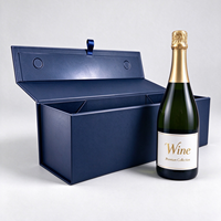 Boîte à vin avec fermeture magnétique et couvercle pour une bouteille en boîte rigide avec papier spécial