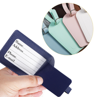 Étiquettes à bagages en cuir personnalisées promotionnelles, durables, imperméables, en PU, étiquette à bagages anti-perte, étiquette de valise de voyage, nom et adresse