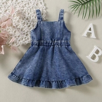 2024 été coréen conception jarretelles salopette robe pour bébé filles denim coton à volants sans manches combinaison vêtements décontractés