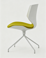 Chaise de bureau, de conférence, d'ordinateur, de bar, de salle à manger haute ou de réception, simple, moderne, réglable, pivotante, en plastique, avec assise en tissu, sans dossier en arc