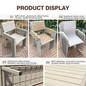 Ensemble de salle <span class=keywords><strong>à</strong></span> manger de patio moderne résistant aux intempéries, structure en aluminium, table extensible en WPC pour 6 <span class=keywords><strong>personnes</strong></span>, ensemble de <span class=keywords><strong>8</strong></span> chaises - Product Image 3