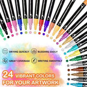 Dual Tip Acrylic Paint Pens Markers 12/24/36/48/120 Colors Set for Rock Wood Canvas <b>Stone</b> Ceramic Surfaces for Artists' <b>Painting</b> - Product Image 3