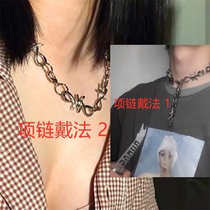 yueli Spike <b>Chain</b> Necklace Steel Color Geometric Design Unisex Punk Hip Hop Party Jewelry - Product Image 4