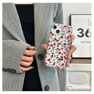 เคสโทรศัพท์สีแดงกุหลาบสำหรับ iPhone 17 Pro Max/16ยังเหมาะสำหรับ iPhone 15 Pro Max, กันกระแทกถุงลมนิรภัย, เคสนิ่มโปร่งใส - Product Image 1