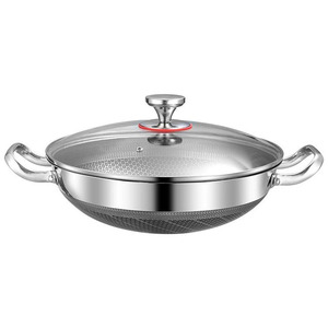 Premium Thickened Stainless Steel Honeycomb Deep Saute Pan Nonstick Multi-purpose Soup Cooking Pot with Tempered Glass Lid - Product Image 4