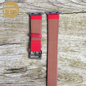 Extra-longues double-tour rouge personnalisé bord peint doux durable nappa en cuir bracelet de montre pour Apple Montre - Product Image 4