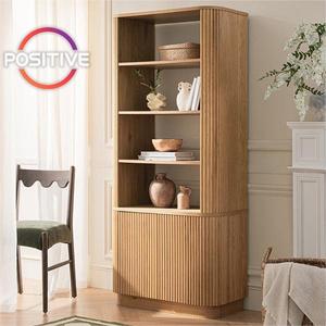 Mueble de Almacenamiento Minimalista, Chapa de Madera Contrachapada, Estilo de Líneas Verticales, Estante Abierto con Puerta para Decoración del Hogar, <span class=keywords><strong>Aparador</strong></span> - Product Image 1