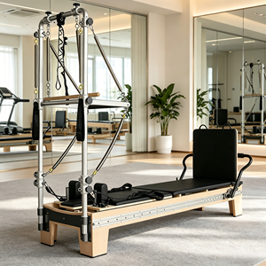 Machine de Pilates Reformer Pliable et Portable pour la Maison, avec Barre de Repose-Pieds Entièrement Réglable, en Cuir Premium et Bois d'Érable Massif - Product Image 1