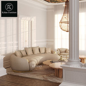<span class=keywords><strong>Villa</strong></span> Sofá curvo de estilo moderno con luz de latón Juegos de muebles de sala de estar de lujo Sofás personalizados para Boca do <span class=keywords><strong>Lobo</strong></span> - Product Image 3