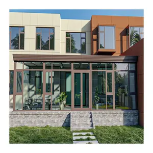Morden prefabbricato 4 stagione solarium casa giardino recinzione 12x20 veranda pannelli di vetro per la vendita