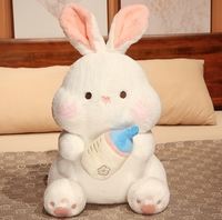 Grand lapin blanc poupée en peluche mignon biberon poupée lapin cadeau d'anniversaire gros lapin blanc jouets en peluche