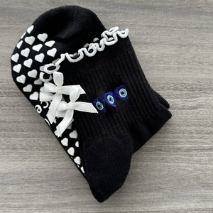 Calzini Antiscivolo Personalizzati <span class=keywords><strong>con</strong></span> Occhi del Diavolo e Fiocchi per Pilates, Danza e Yoga <span class=keywords><strong>con</strong></span> Bordo Arricciato, Calzini di Marca per Pilates <span class=keywords><strong>con</strong></span> Basso MOQ - Product Image 3