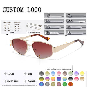 <b>Pilot</b> Sunglasses Full Rim Metal Frame Rectangle Shape Dark Gray Lenses UV400 Protection Unisex Adult Outdoors - Product Image 2