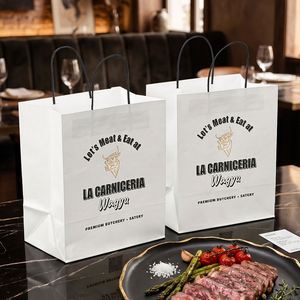 Bolsa de Papel Kraft Blanca Impresa Personalizada, Ecológica, Reciclable y Desechable para Comida para Llevar, Empaque de Carne para Restaurantes - Product Image 4