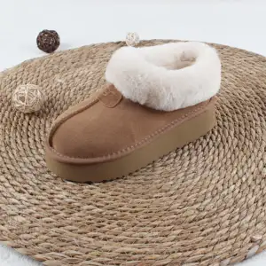 Platform Pluizige Sneeuw Slippers Laarzen Casual Warme Dikke Zool Enkellaarzen Dropshipping Klassieke Manchet Winter Fuzzy Nepbont Eva Solide