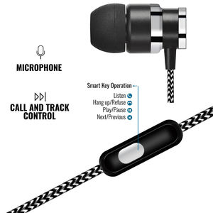 Avec microphone écouteurs personnalisés Casque filaire dans l'<span class=keywords><strong>oreille</strong></span> câble en nylon tressé 3.5 sons stéréo autour de l'écouteur - Product Image 2