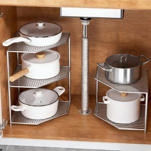 Kitchen <b>Corner</b> Shelf 3 Tier Under Sink <b>Cabinet</b> Pot Pan Rack Multi Layer Storage Organizer for Kitchen <b>Cabinets</b> - Product Image 1