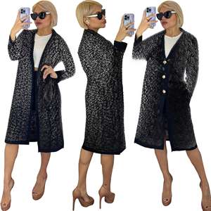 Cardigan en <span class=keywords><strong>mohair</strong></span> tricoté élégant et anti-rides pour femme, collection automne-hiver, avec détail lacé halter M4083 - Product Image 2