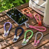 Nouvelle sangle de poignet en nylon avec boucle métallique colorée, anti-perte, tressée, breloque de téléphone, porte-clés unisexe, cordon coloré pour téléphone portable
