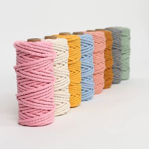 Venta al por mayor 100% algodón 4mm alta tenacidad respetuoso con el medio ambiente cordón para manualidades <span class=keywords><strong>Macare</strong></span> Twine colores Pastel bolsas de ropa textiles para el hogar - Product Image 3