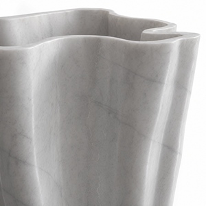 Poulars Wholesale Luxury <b>freestanding</b> Natural Stone Man Made Pedestal Hand Washing Sink white Marble Stone Basin - Product Image 4
