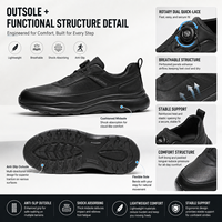 Chaussures de sport décontractées pour hommes en cuir noir respirant et léger avec boucle rotative à laçage rapide – Vente en gros