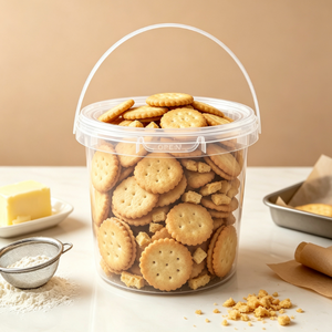 Seau en plastique rond transparent de qualité alimentaire en PP avec couvercle, idéal pour le stockage visible de céréales, snacks et cornichons en gros - Product Image 1