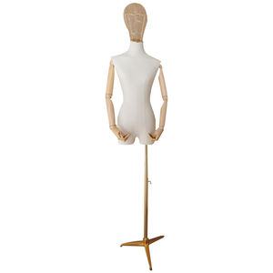 Soporte de plástico ajustable para cuerpo, cabeza galvanizada de alambre de hierro, maniquí femenino dorado - Product Image 1