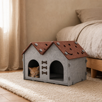 Nichoir en feutre pour chat d'intérieur, lit pour chat pour salon, chambre à coucher, grotte pour chat, cachette avec deux entrées arquées, nid pour chatons, petits chats