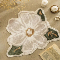 Tapis de salon shaggy imprimé floral personnalisé, tapis de salle de bain absorbant et touffeté, paillasson antidérapant en peluche