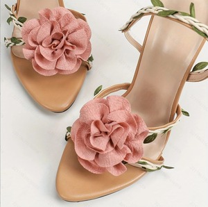 Sandales à talons aiguilles pour femmes, motif floral pastoral transfrontalier, sexy, rêveuses et élégantes, à motif de vigne - Product Image 2