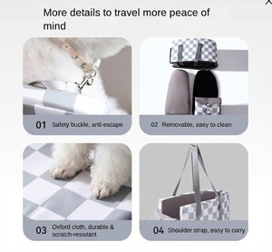 Seggiolino Auto per Cani e Gatti di Piccola e Media Taglia, Impermeabile, Portatile, Pieghevole, da Viaggio, in Tessuto Oxford con Motivo Stampato - Product Image 3