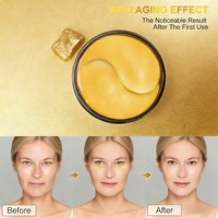 Mascarilla Vegana para Ojos con Oro 24K y Vitamina C, Parches de Colágeno para Debajo de los Ojos, Tratamiento Antiarrugas con Nano Oro