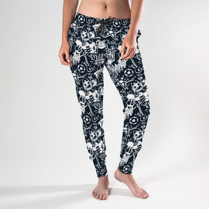 Golden Shiny Foil Floral Paisley <span class=keywords><strong>Flores</strong></span> Tulipanes Hojas Active Outdoor Slim Fit Deportes Poliéster Pantalones de chándal Jogger Pantalones - Product Image 4