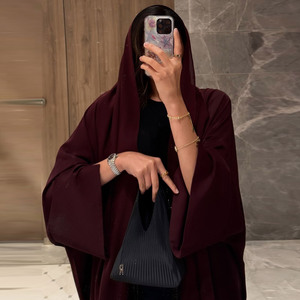 Cardigan Lungo Turco a Tinta Unita Abaya Aperta per Donne Musulmane <span class=keywords><strong>Abbigliamento</strong></span> <span class=keywords><strong>Islamico</strong></span> - Product Image 5