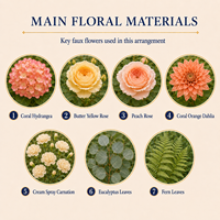 Composition florale en soie faite à la main, style jardin français vintage, roses et hortensias artificiels, décoration de sol pour allée de mariage
