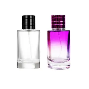 Botellas de perfume con gradiente azul, frasco de vidrio vacío con espray redondo para fragancia, 25ml, 50ml, 100ml, gran oferta
