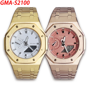 Bracelet de montre en acier inoxydable modifié et remplacement du boîtier en métal pour <span class=keywords><strong>GMA</strong></span>-<span class=keywords><strong>S2100</strong></span> - Product Image 2