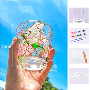 يوم الأطفال مصنوع يدويًا كوب زجاجي مرسومة بنفسك طقم يدوي من الزجاج الملون مع 12 لونًا طلاء أكريليك كوب زجاجي ذاتي الصنع - Product Image 5