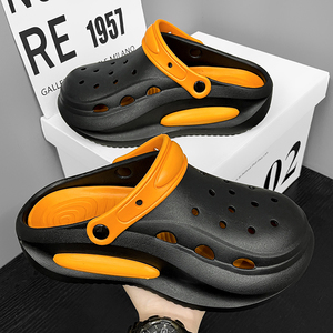 Chaussons pour hommes, respirants, en EVA, sabots doux et confortables, logo, légers, chaussures plates de jardin, tendances de la mode hiver-été - Product Image 5
