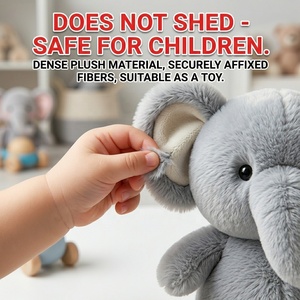 Peluche Elefante Grigio Personalizzato con Guance Rosse, Super Morbido, Imbottito in Cotone PP, Regalo di Compleanno - Product Image 3