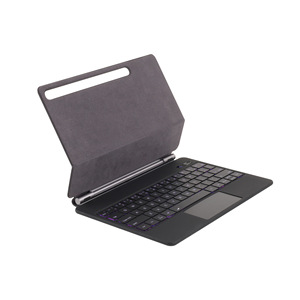Retroiluminación LED flotante para teclado táctil <span class=keywords><strong>Bluetooth</strong></span> para Samsung Tab S9 FE S8 Plus Funda de cuero con ranura para bolígrafo BT Compatible con España - Product Image 4